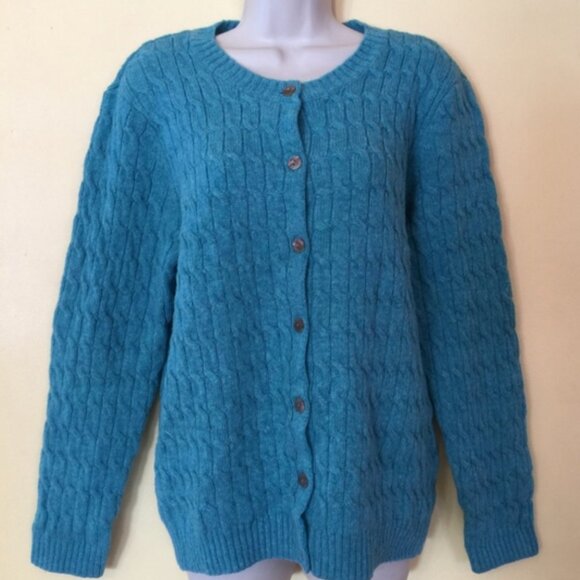 APPLESEED'S 100% wool cardigan/beautiful blue/New/L - Picture 1 of 5